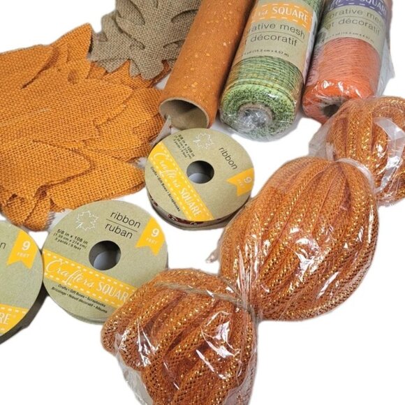 Lot Of Fall Thanksgiving Decorative Mesh Wire Edge Ribbon Crafting... - Picture 3 of 11